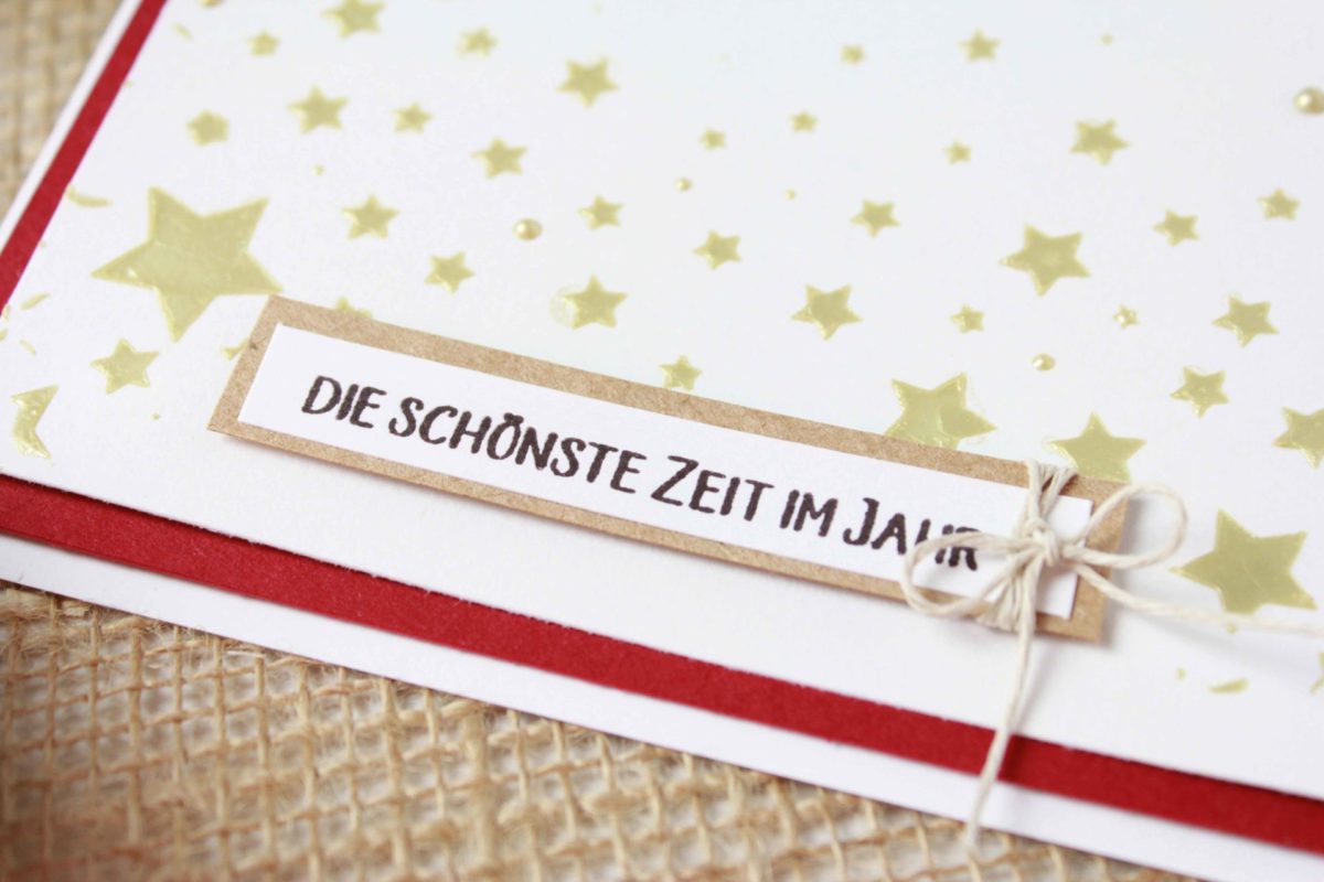 Fenster #17 Weihnachtskarte mit Stern Hintergrund | Unsere kleine Bastelstube- DIY Bastelideen für Feste & Anlässe Weihnachtskarte