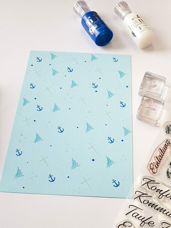 DIY - Designpapier selber machen | Unsere kleine Bastelstube- DIY Bastelideen für Feste & Anlässe designpapier-taufe-selber-machen-diy-junge