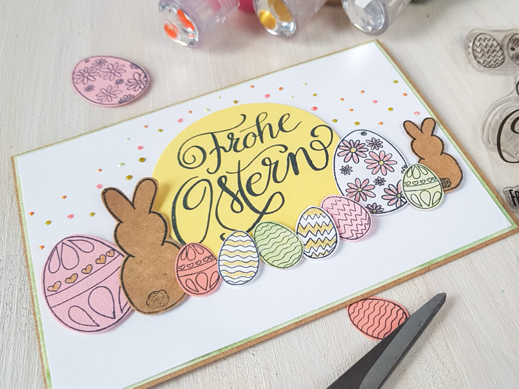 Osterkarten basteln - 5 Ideen für deine Ostergrüße | Unsere kleine Bastelstube- DIY Bastelideen für Feste & Anlässe osterkarte selber machen mit stempel