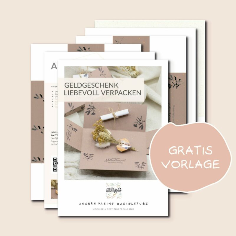 Geldgeschenk liebevoll verpacken - Explosionsbox - Freebie - Printable