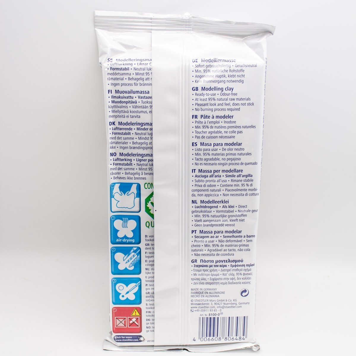 Staedtler Fimo Air Basic tonähnliche Modelliermasse 500g weiß lufthärtend Knete
