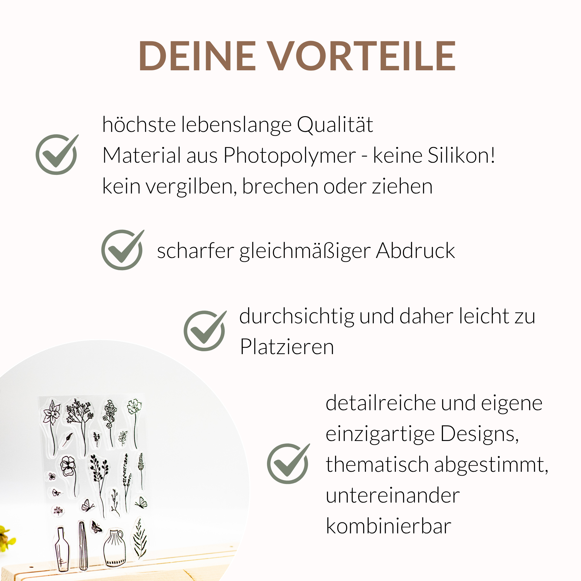 Stempelset Blumengrüße - Unsere kleine Bastelstube - Vorteile Stempelset Blumengrüße - Unsere kleine Bastelstube