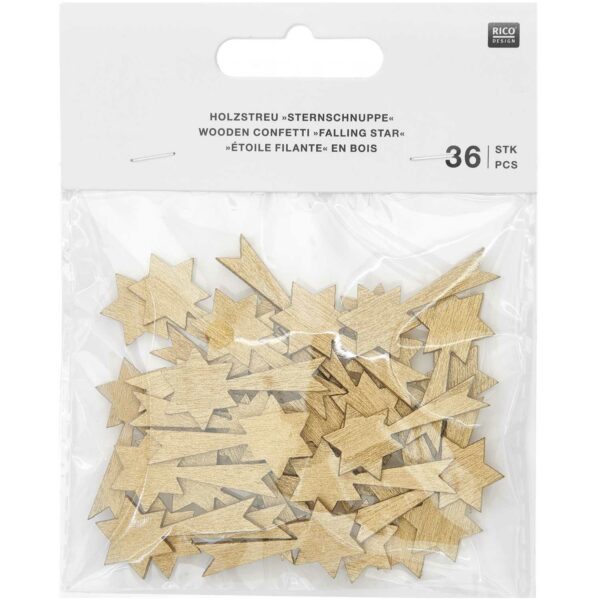 Holzstreu Sternschnuppe gold 19x36 mm - 36 Stk. | Rico Design | Unsere kleine Bastelstube - DIY Bastelideen für Feste & Anlässe