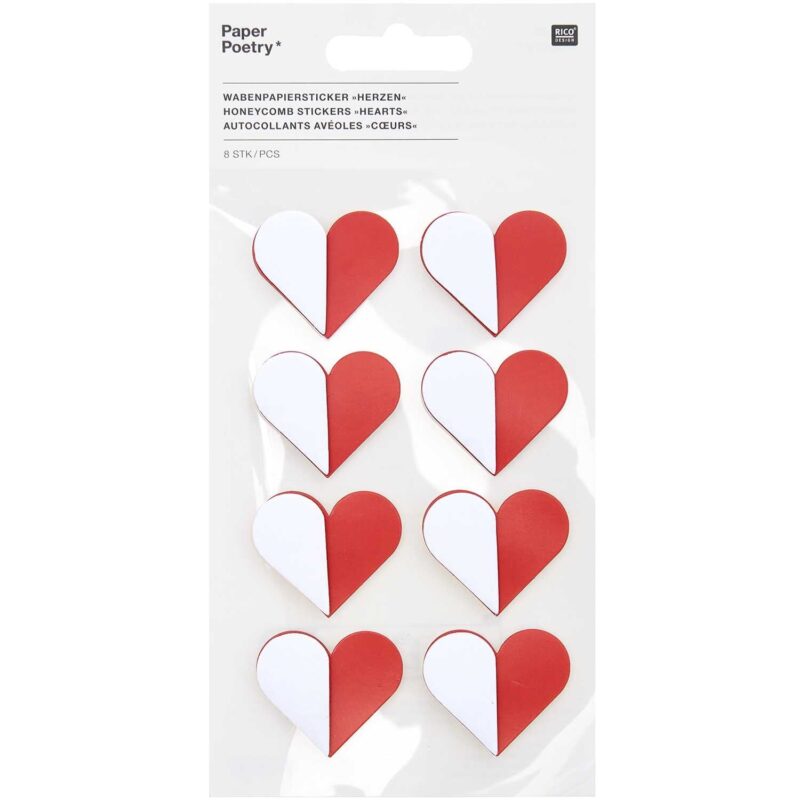 Wabenpapiersticker in Rot für deinen Glückwunschkarten zu Hochzeit oder zum Muttertag