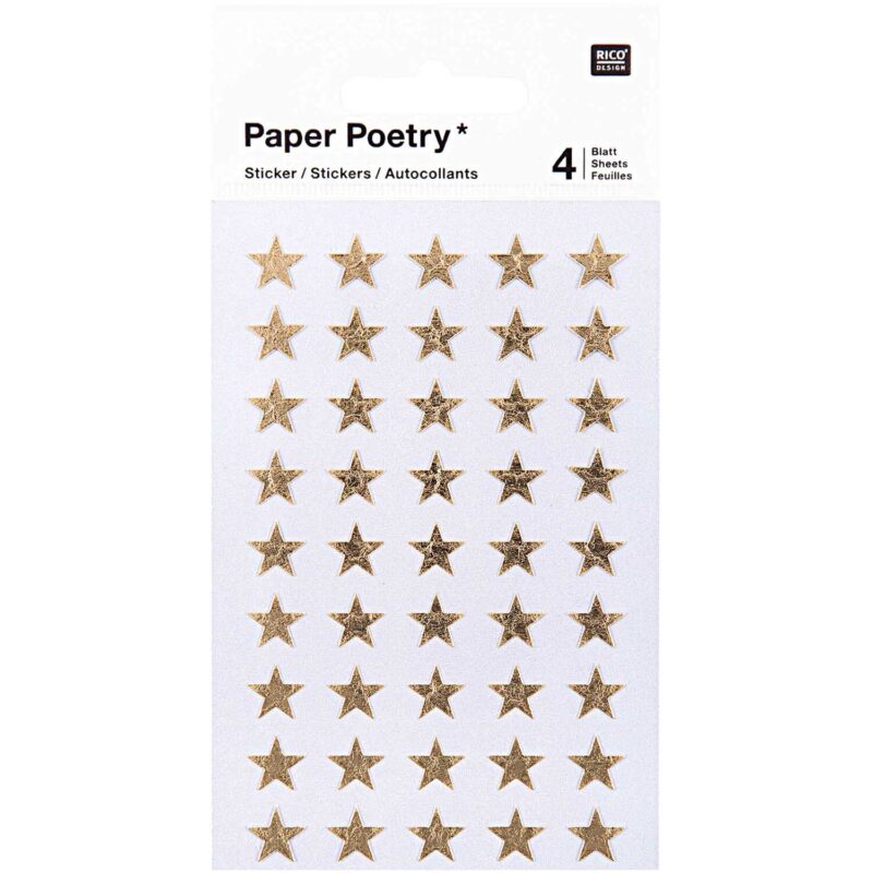 Sticker Sterne Gold 10 mm von Paper Poetry auf 4 Bögen für Karten und Geschenke