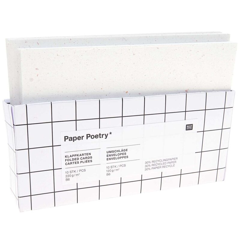 Paper Poetry Kartenset Offwhite B6 mit 10 Klappkarten und 10 Umschlägen in edler Aufbewahrungsbox