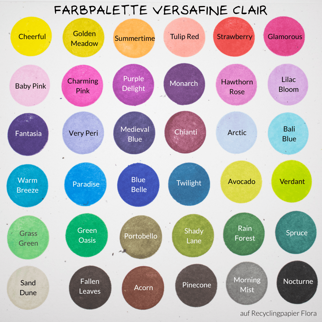 Farbpalette-Versafine-Clair (2) Alle VersaFine Stempelfarben auf einen Blick.