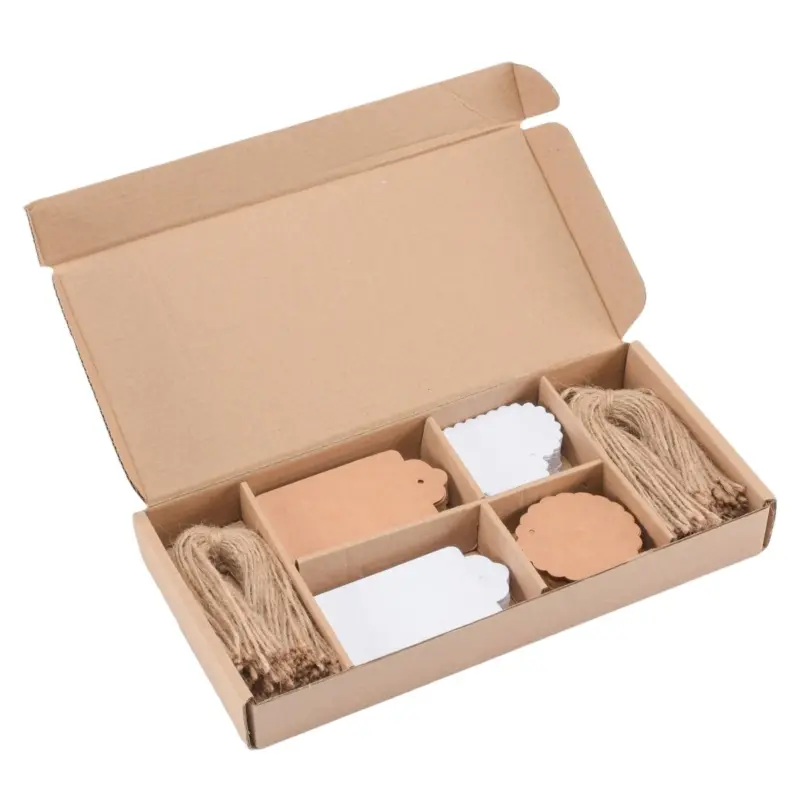 Florence Karton Geschenkanhänger & Etiketten mit Wellenrand 200 Stück in Weiß und Braun inkl. Juteschnur