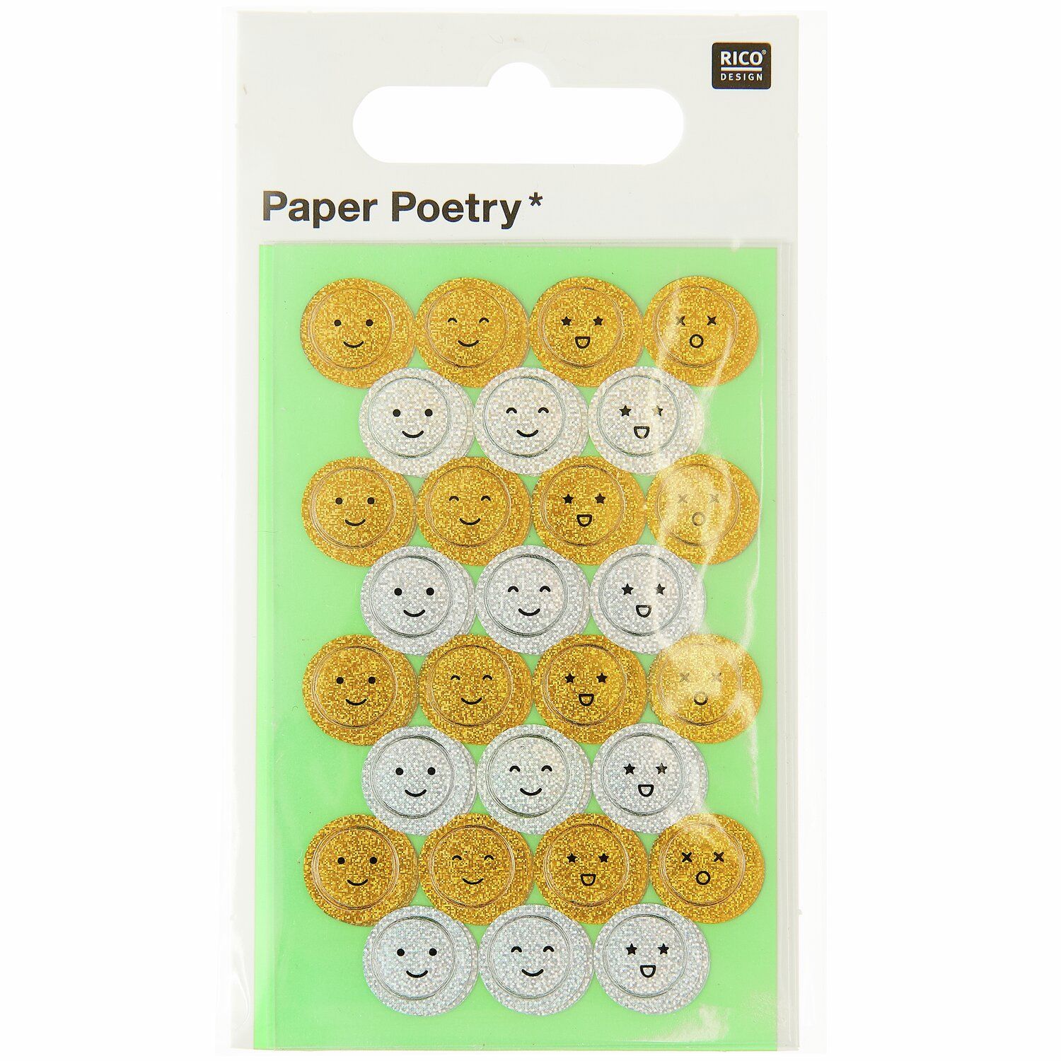 Paper Poetry Mini Foliensticker Emojis – holografische Sticker Paper Poetry Mini Foliensticker Emojis mit Hot Foil – 3 Blatt