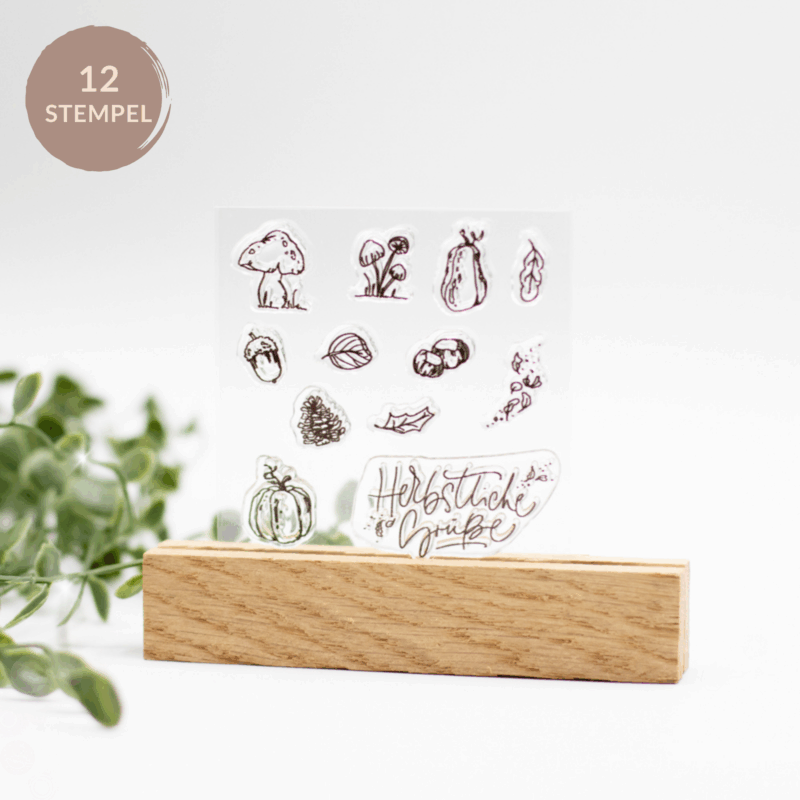 Stempelset Herbstlichegrüße mit 12 Herbstlichen Motiven.