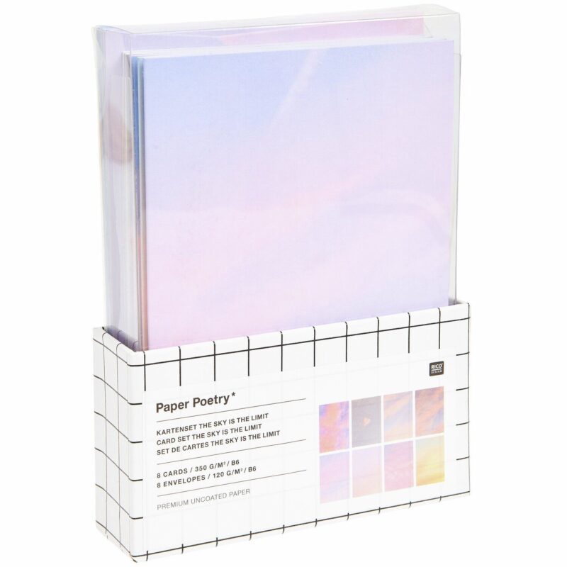 Paper Poetry Kartenset The Sky is the Limit B6 – 8 Klappkarten mit Himmelsmotiven und passenden Umschlägen