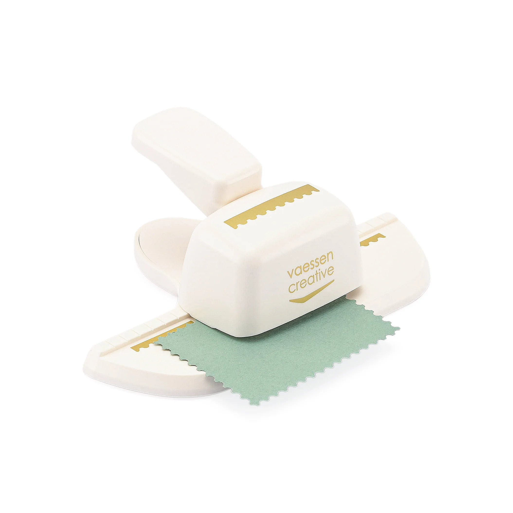 Bordürenstanzer anwenden Vaessen Creative Bordürenstanzer Briefmarke groß im Einsatz auf Papier