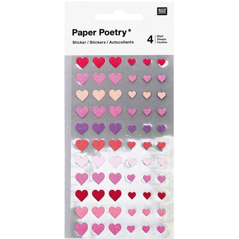 Paper Poetry Sticker Herzen 264 Stück für Bullet Journal, Planung, DIY Projekte und gestempelte Karten.