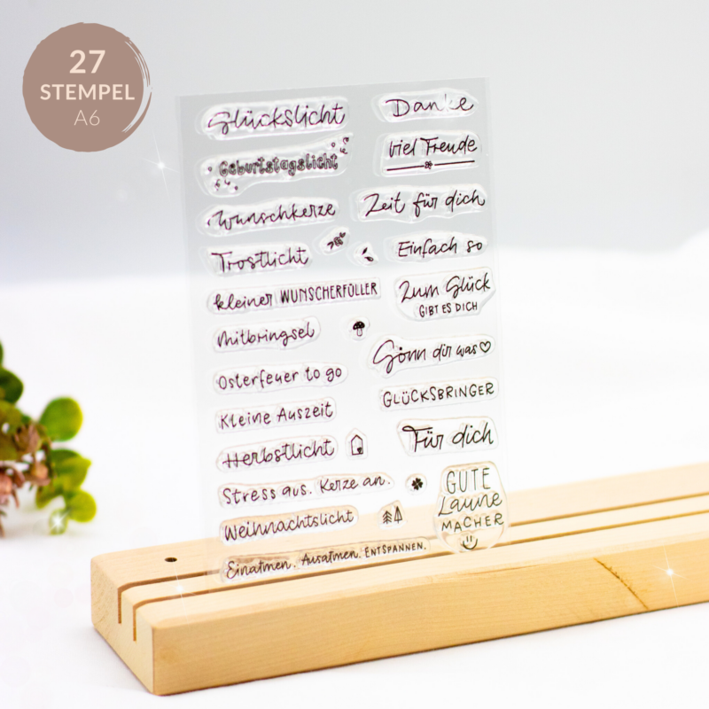 Stempelset Lichtmomente, Sprüche für Kerzen