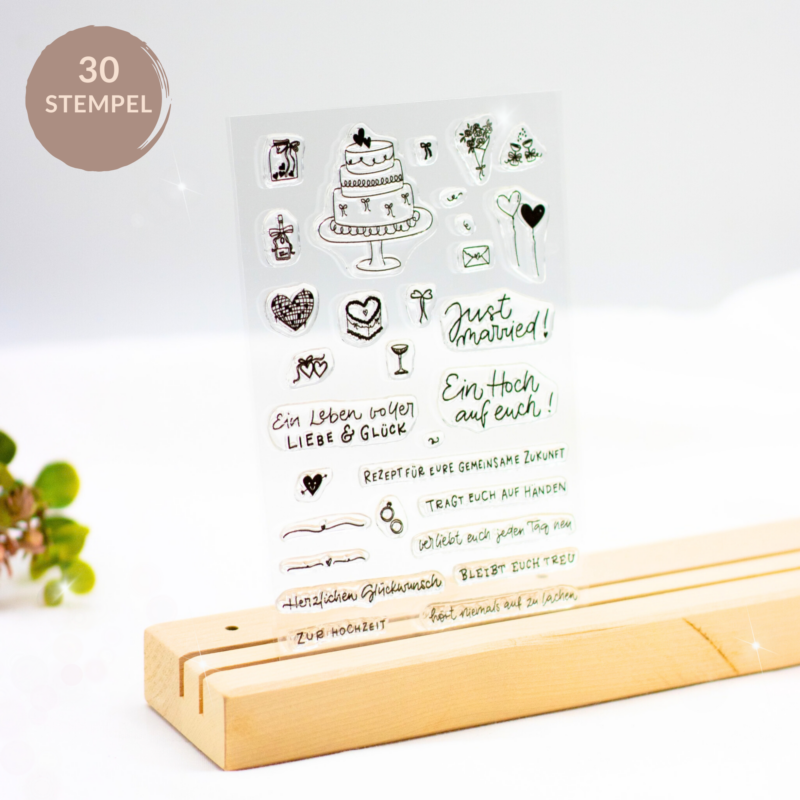 Neu | Unsere kleine Bastelstube- DIY Bastelideen für Feste & Anlässe Stempelset Just Married Glückwünsche zur Hochzeit für Karten.