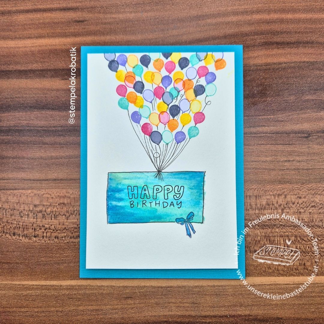 Stempelakrobatik_LassDichFeiern_Luftballons Stempelset Lass dich feiern- Unsere kleine Bastelstube Glückwunschkarten zum Geburstag