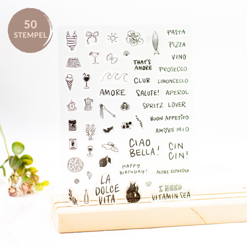 Stempelset Ciao Bella für Mediterrane Vibes auf deinen DIY Projekten.
