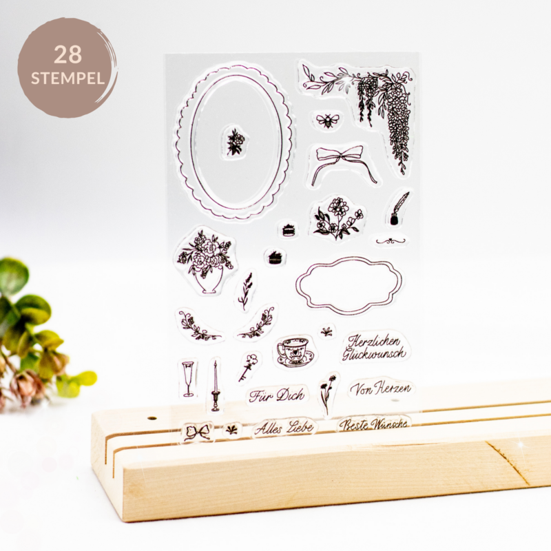 Stempelset Tee, Rosen und Feine Worte - Unsere kleine Bastelstube