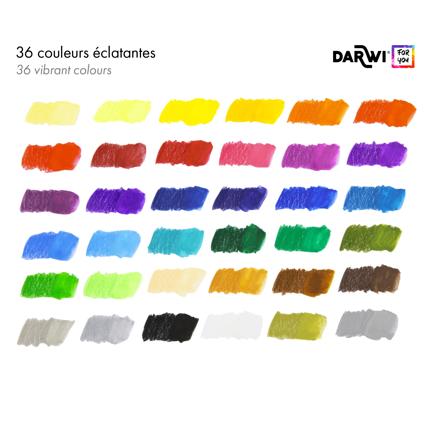 Darwi For You Aquarellfarbstifte 36 Farben alle Farben Darwi For You Aquarellfarbstifte mit 36 Farben und wasservermalbarer Mine
