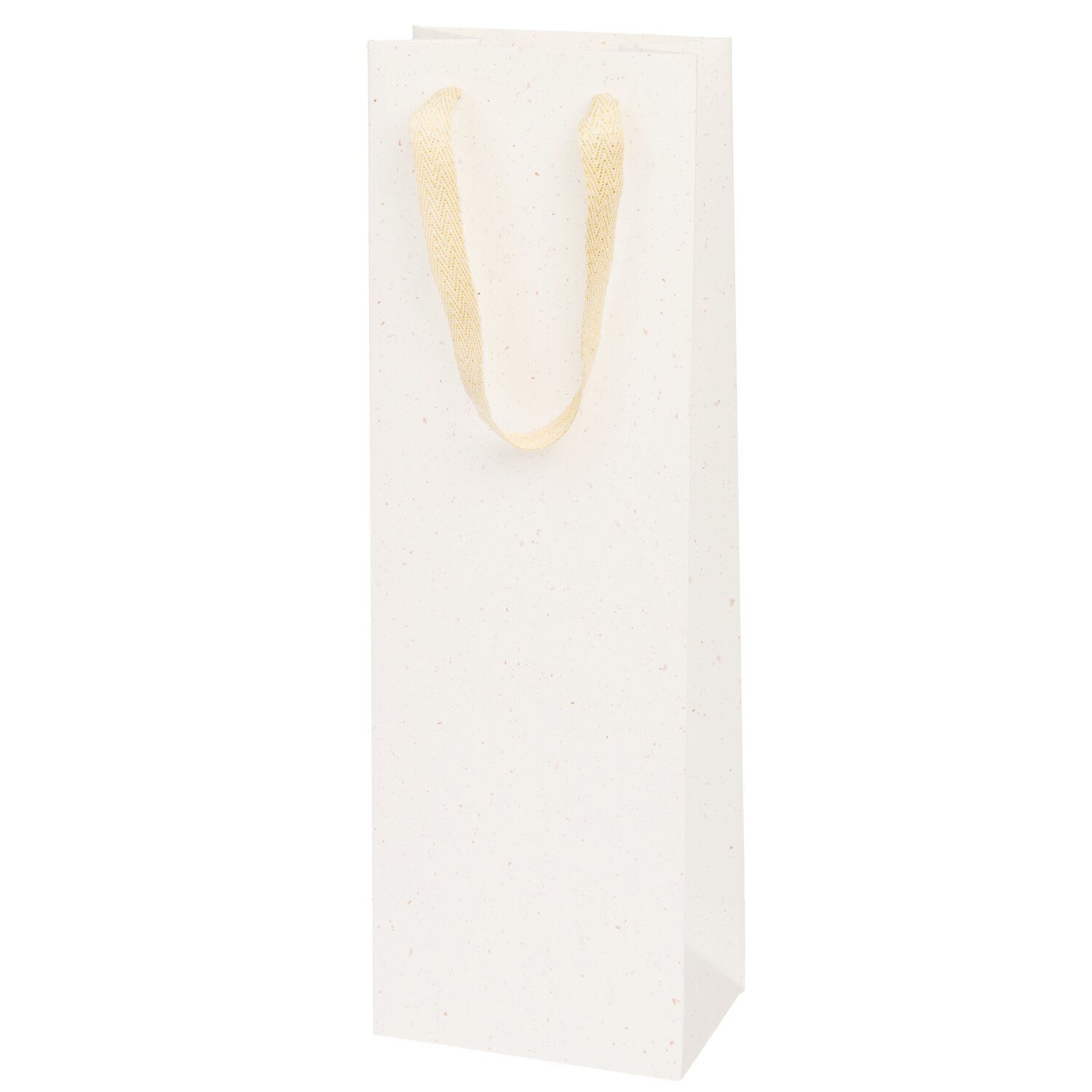 Flaschentüte Natur Farbsprenkel Weiß XS Flaschentüte Natur Farbsprenkel Weiß XS aus Naturpapier mit Baumwollhenkeln