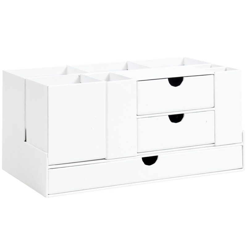 Office Box aus Recyclingkarton mit Schubladen und offenen Fächern