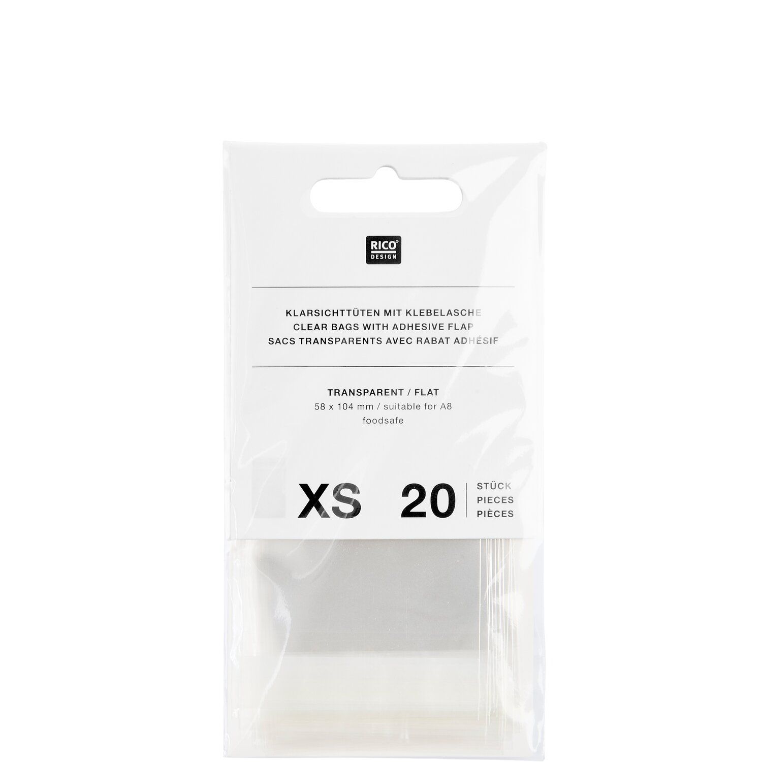 Klarsichttüten mit Klebelasche – 20 Stück Klarsichttüten mit Klebelasche im 20er-Set für Kekse und Geschenkverpackungen