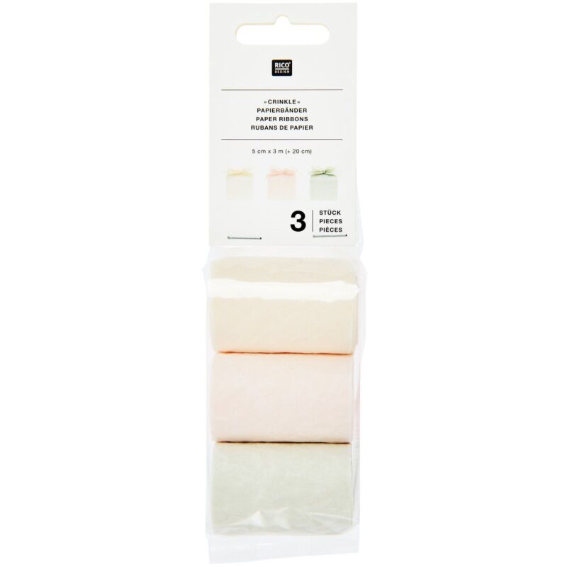 Knitter Papierbänder in Elfenbein, Apricot und Schilf im 3er Set
