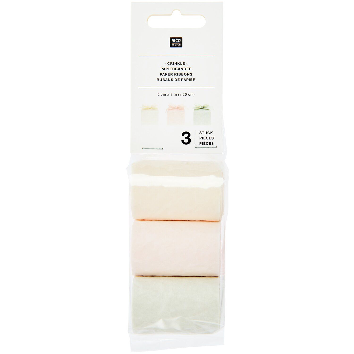 Knitter Papierbänder Elfenbein Apricot Schilf Knitter Papierbänder in Elfenbein, Apricot und Schilf im 3er Set