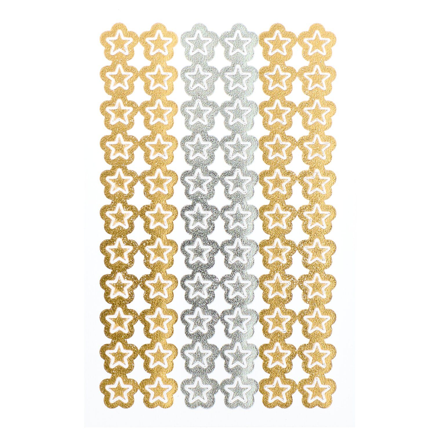 Mini Foliensticker Sterne Gold Silber Mini Foliensticker Sterne Gold Silber auf 3 Bögen
