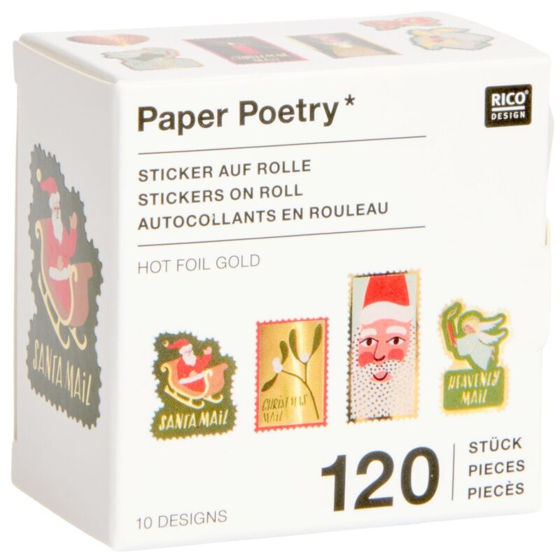 Paper Poetry Mini Sticker Advent Briefmarken 120-teilig Gold