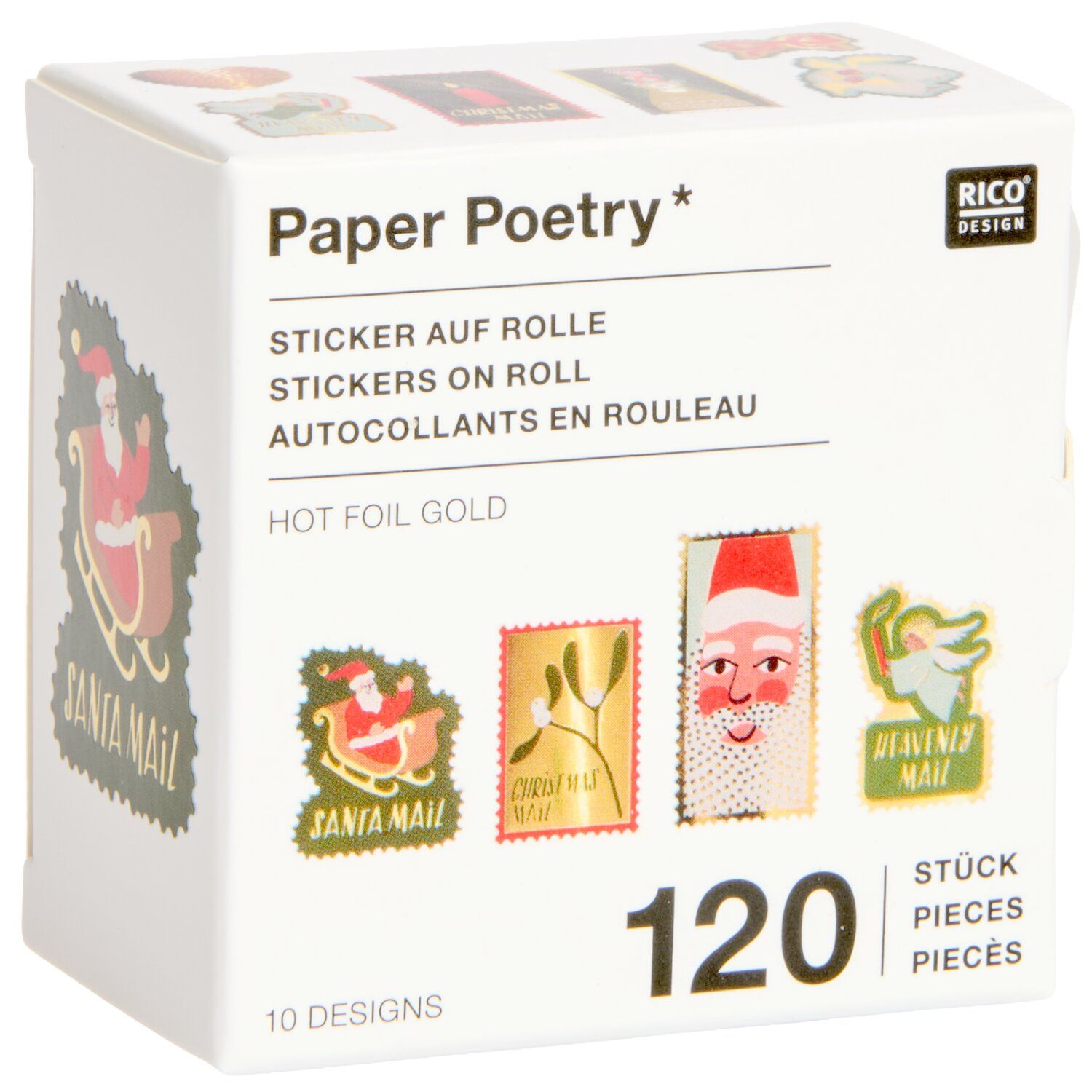 Paper Poetry Mini Sticker Advent Briefmarken Paper Poetry Mini Sticker Advent Briefmarken 120-teilig Gold