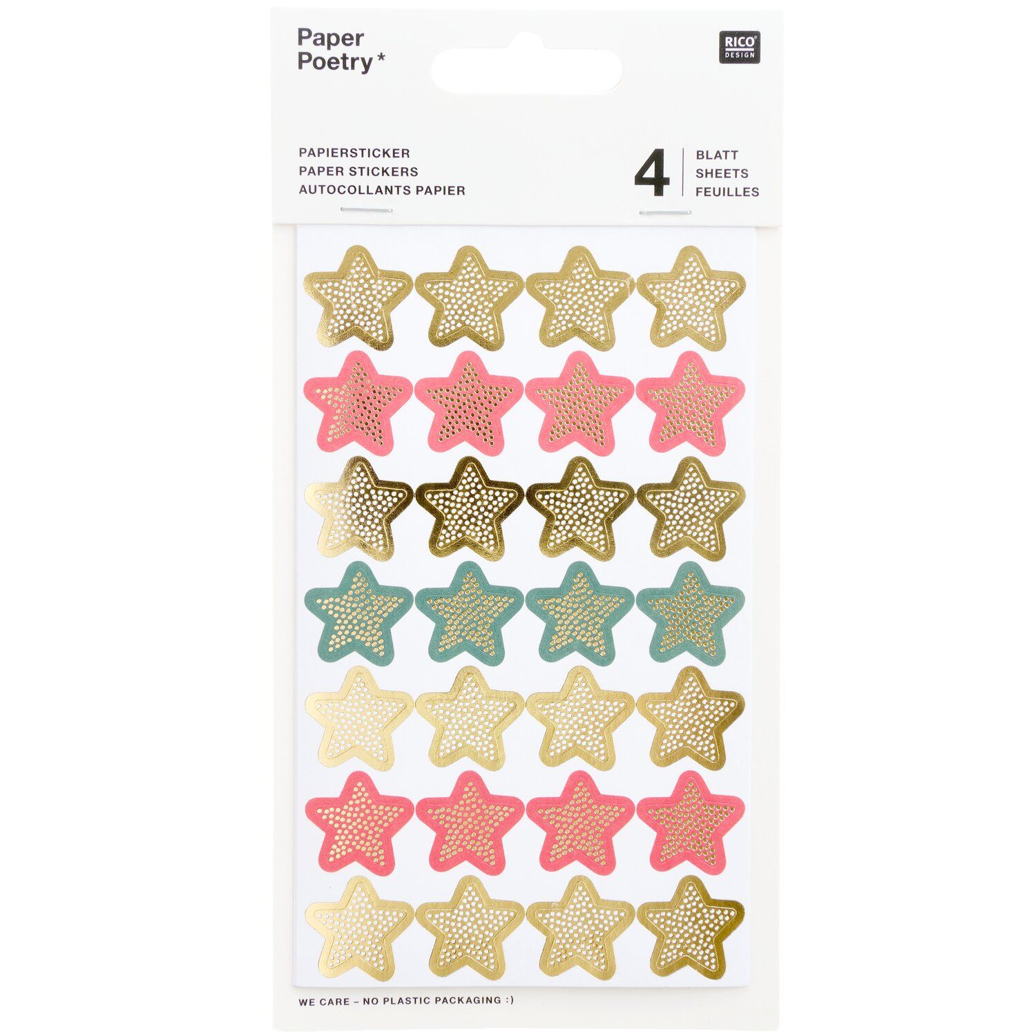 Paper Poetry Papiersticker Sterne & Herzen Paper Poetry Papiersticker Sterne Herzen 4 Bögen mit Goldveredelung