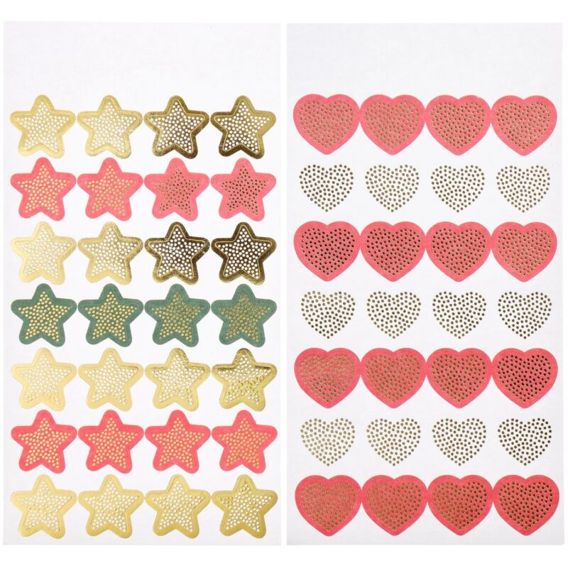 Paper Poetry Papiersticker Sterne Herzen 4 Bögen mit Goldveredelung