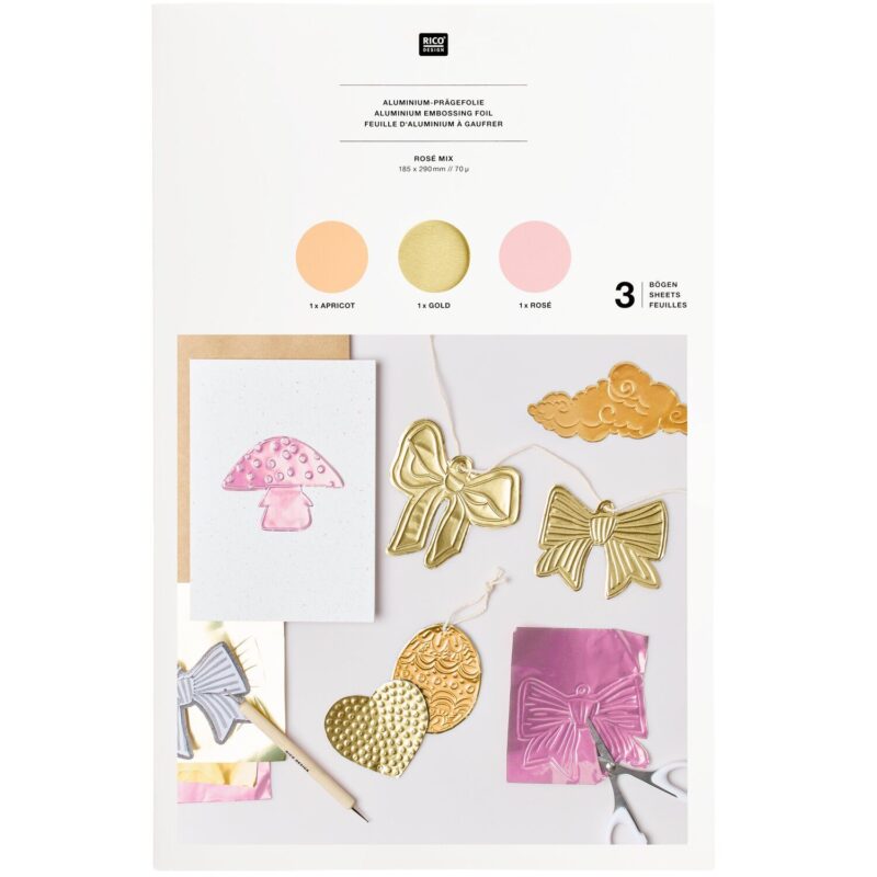 Prägefolie Rosé Mix mit drei Bögen in Apricot, Rosa und Roségold